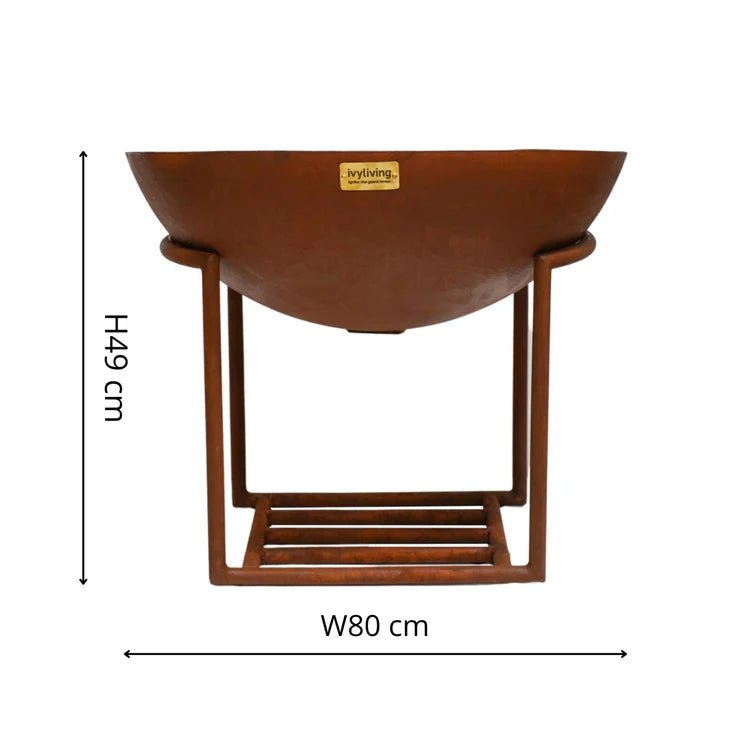 Extra Large Cast Iron Fire Pit/Bowl Rust Finish - Metal, Frost Resistant, UV Stable Quality Home Decor Garden & Outdoor Living and Gifts