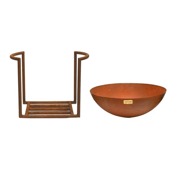 Extra Large Cast Iron Fire Pit/Bowl Rust Finish - Metal, Frost Resistant, UV Stable Quality Home Decor Garden & Outdoor Living and Gifts