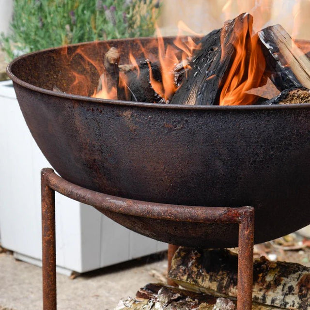 Extra Large Cast Iron Fire Pit/Bowl Rust Finish - Metal, Frost Resistant, UV Stable Quality Home Decor Garden & Outdoor Living and Gifts