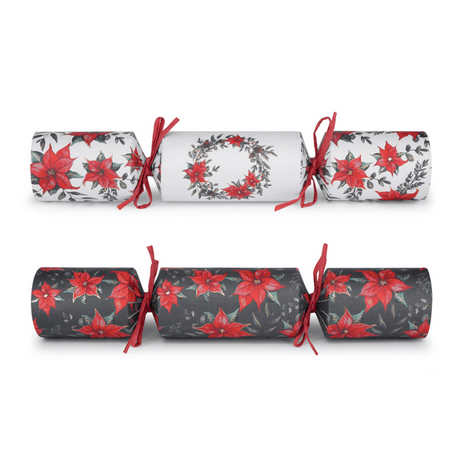 Festive Poinsettia Eco Christmas Crackers – FSC Mix 13in Set of 6 | Decor Sanctuary Quality Home Decor Garden & Outdoor Living and Gifts