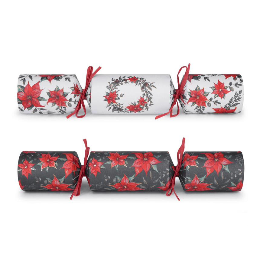 Festive Poinsettia Eco Christmas Crackers – FSC Mix 13in Set of 6 | Decor Sanctuary Quality Home Decor Garden & Outdoor Living and Gifts
