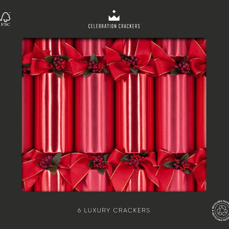 Festive Red Eco Christmas Crackers – FSC Mix 13in Set of 6 | Decor Sanctuary Quality Home Decor Garden & Outdoor Living and Gifts