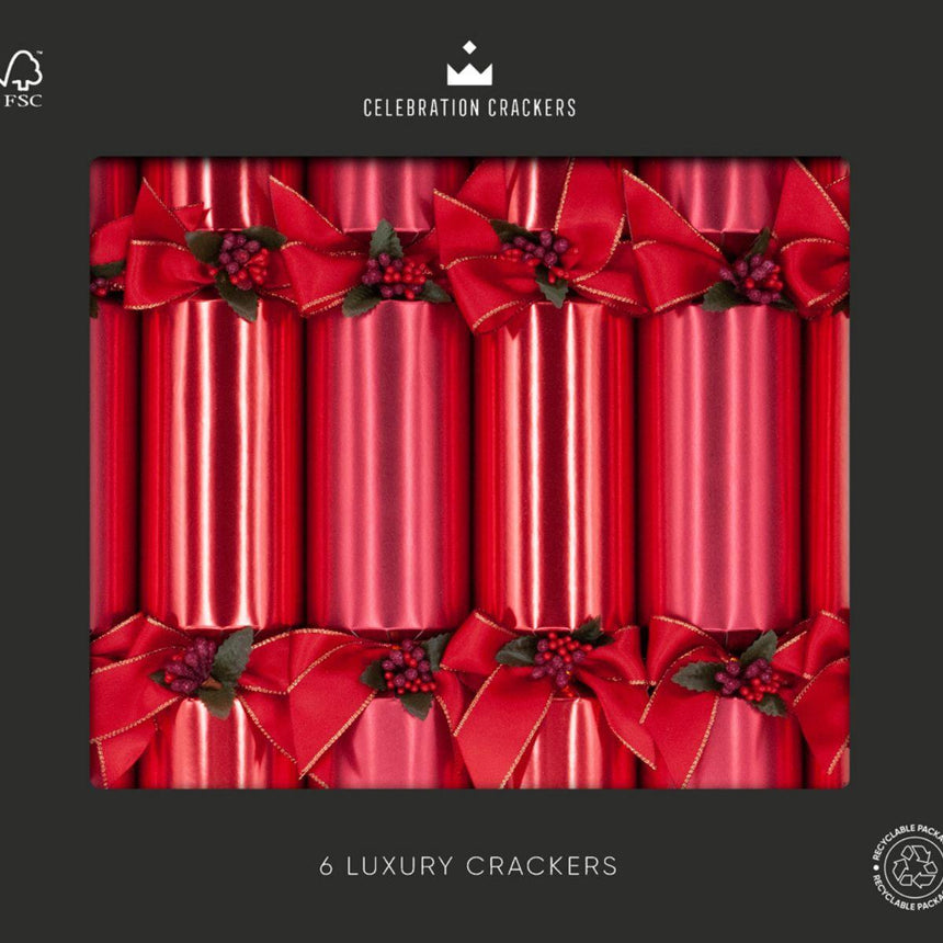 Festive Red Eco Christmas Crackers β FSC Mix 13in Set of 6 | Decor Sanctuary Quality Home Decor Garden & Outdoor Living and Gifts
