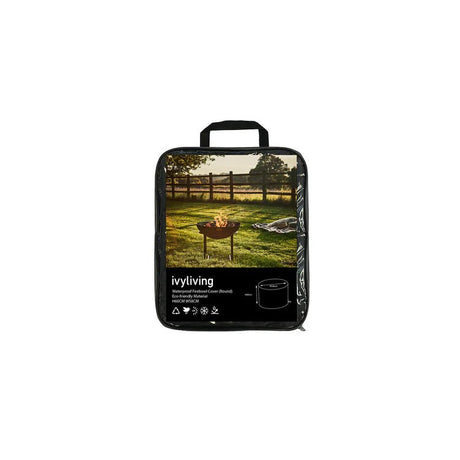 Fire Pit Round Cover Black w/Cord Toggles & Velcro Fasteners - Frost Resistant Quality Home Decor Garden & Outdoor Living and Gifts