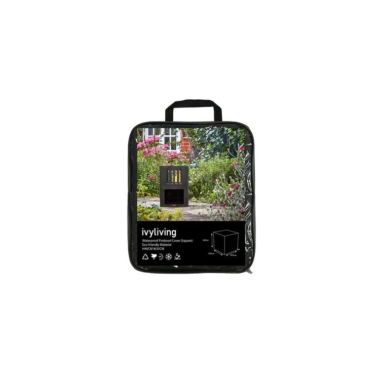 Fire Pit Square Cover Black w/Cord Toggles & Velcro Fasteners - Frost Resistant Quality Home Decor Garden & Outdoor Living and Gifts