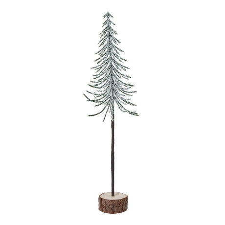 Forest Collection - Snow Covered Single Spindle Tree In Wood Log - Decoration Ornament - Medium 30cm Tall Luxury Home Decor Garden & Outdoor And Gifts