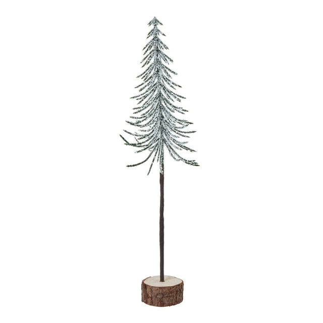 Forest Collection - Snow Covered Single Spindle Tree In Wood Log - Decoration Ornament - Medium 30cm Tall Luxury Home Decor Garden & Outdoor And Gifts