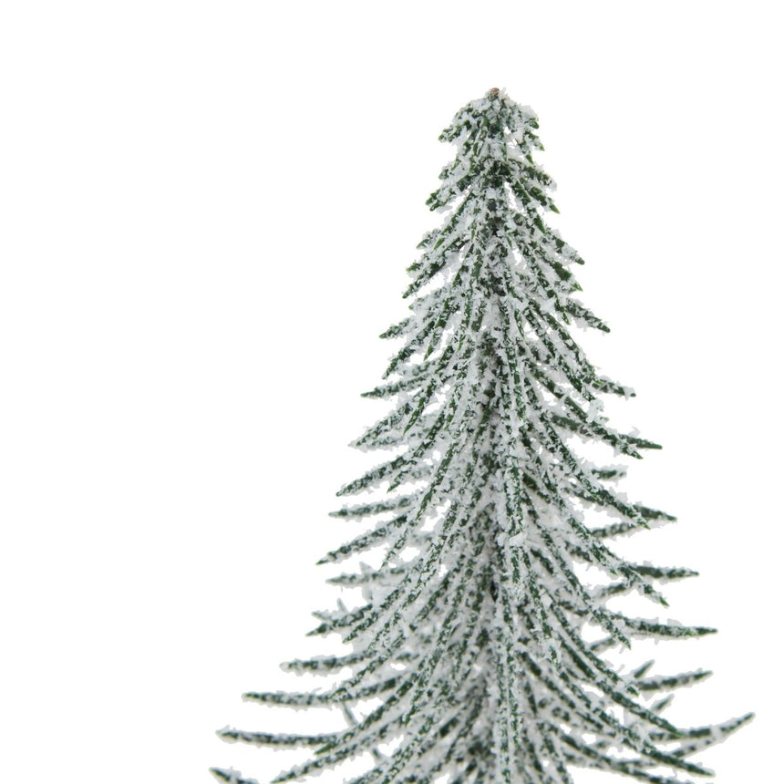 Forest Collection - Snow Covered Single Spindle Tree In Wood Log - Decoration Ornament - Small 25cm Tall Luxury Home Decor Garden & Outdoor And Gifts