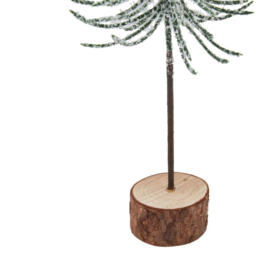 Forest Collection - Snow Covered Single Spindle Tree In Wood Log - Decoration Ornament - Small 25cm Tall Luxury Home Decor Garden & Outdoor And Gifts