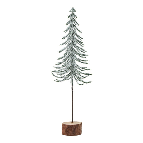 Forest Collection - Snow Covered Single Spindle Tree In Wood Log - Decoration Ornament - Small 25cm Tall Luxury Home Decor Garden & Outdoor And Gifts