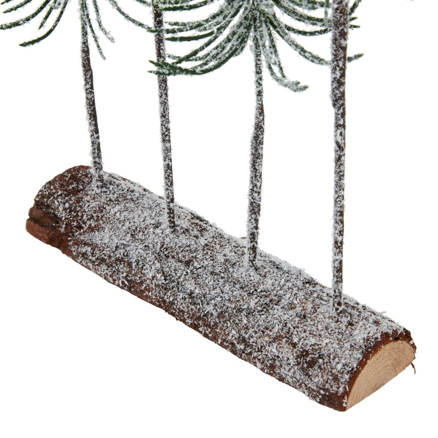 Forest Collection - Snow Covered Spindle Trees In Wood Log - Decoration Ornament - Medium 35cm Tall Luxury Home Decor Garden & Outdoor And Gifts