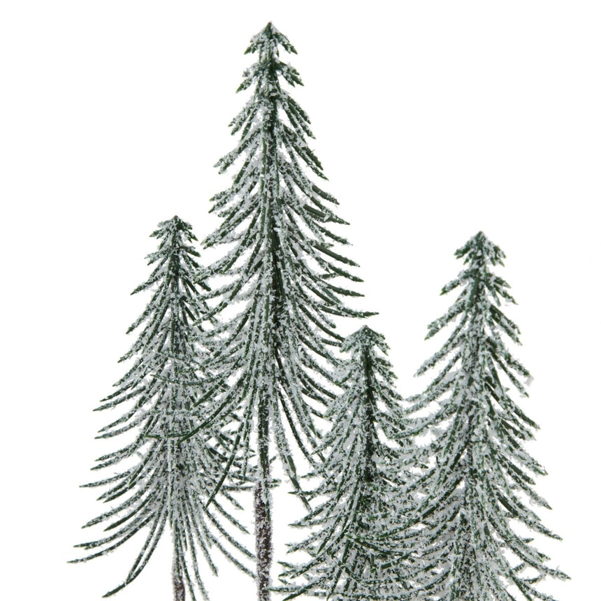 Forest Collection - Snow Covered Spindle Trees In Wood Log - Decoration Ornament - Medium 35cm Tall Luxury Home Decor Garden & Outdoor And Gifts