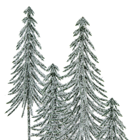 Forest Collection - Snow Covered Spindle Trees In Wood Log - Decoration Ornament - Small 25cm Tall Luxury Home Decor Garden & Outdoor And Gifts