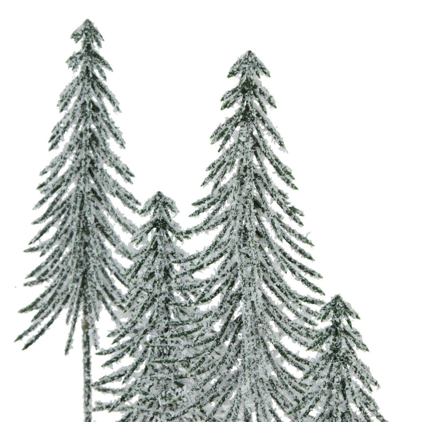 Forest Collection - Snow Covered Spindle Trees In Wood Log - Decoration Ornament - Small 25cm Tall Luxury Home Decor Garden & Outdoor And Gifts