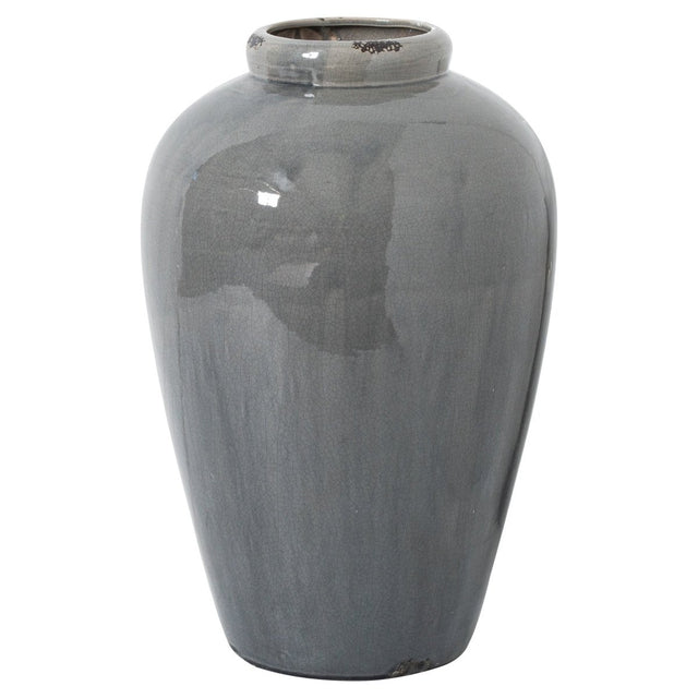 Garda Distressed Grey Glazed Tall Juniper Vase - Glazed Ceramic Vases UK Luxury Home Decor Garden & Outdoor And Gifts