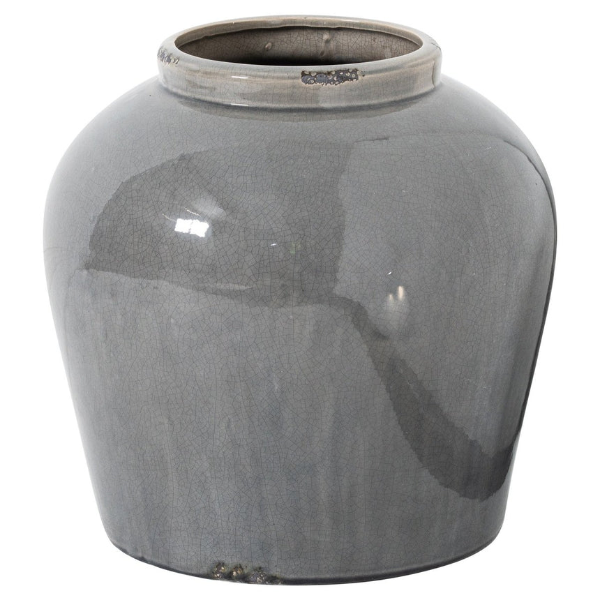 Garda Grey Crackle Glazed Juniper Vase - Glazed Ceramic Vases UK Luxury Home Decor Garden & Outdoor And Gifts