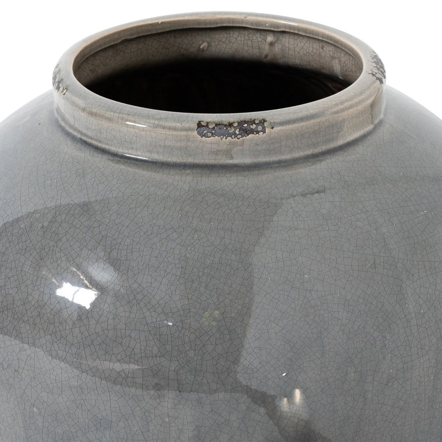 Garda Grey Crackle Glazed Juniper Vase - Glazed Ceramic Vases UK Luxury Home Decor Garden & Outdoor And Gifts