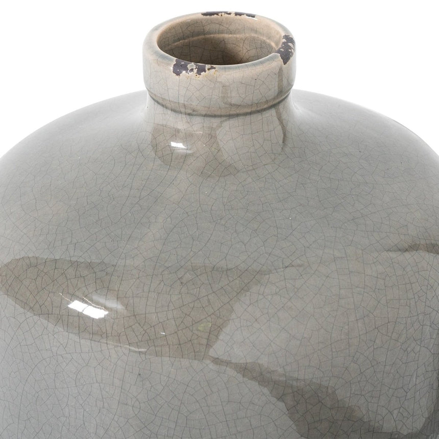 Garda Grey Glazed Eve Squat Body Vase - Glazed Ceramic Vases UK Luxury Home Decor Garden & Outdoor And Gifts