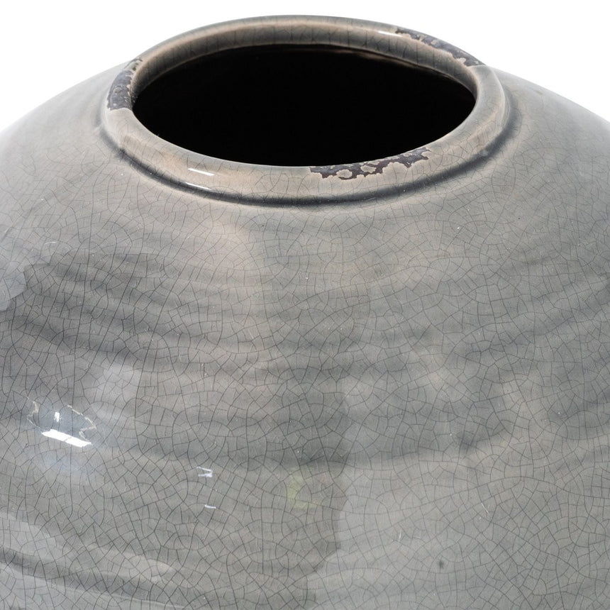 Garda Grey Glazed Wide Neck Tiber Vase - Glazed Ceramic Vases UK Luxury Home Decor Garden & Outdoor And Gifts