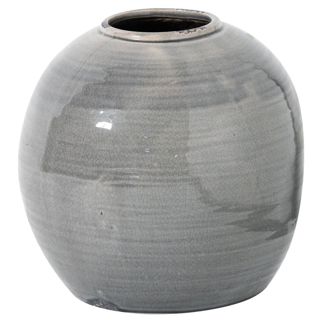 Garda Grey Glazed Wide Neck Tiber Vase - Glazed Ceramic Vases UK Luxury Home Decor Garden & Outdoor And Gifts