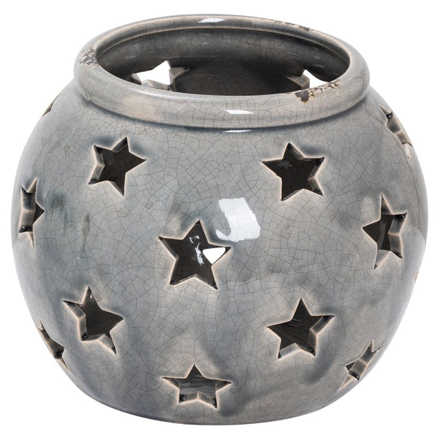 Garda Grey Large Star Ceramic Candle Lantern - Candle Lanterns UK Luxury Home Decor Garden & Outdoor And Gifts