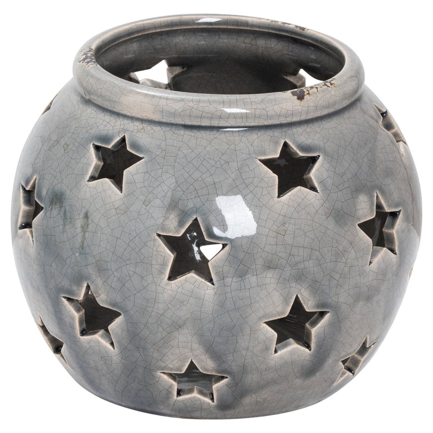 Garda Grey Large Star Ceramic Candle Lantern - Candle Lanterns UK Luxury Home Decor Garden & Outdoor And Gifts