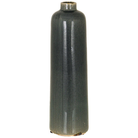 Garda Grey Slim Neck Glazed Raine Vase - Glazed Ceramic Vases UK Luxury Home Decor Garden & Outdoor And Gifts