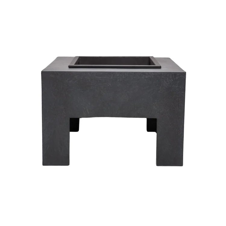 Garden Fire Pit/Bowl & Square Console Granite Grey & Black Steel - Frost Resistant UV Stable Quality Home Decor Garden & Outdoor Living and Gifts