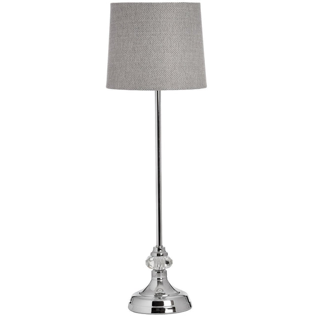 Genoa Hand - Cut Glass Chrome Table Lamp & Grey & White Herringbone Shade - Stylish Table Lamps UK Luxury Home Decor Garden & Outdoor And Gifts