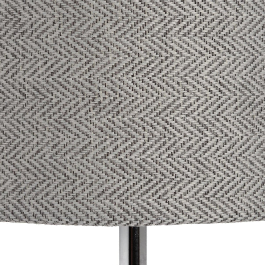 Genoa Hand - Cut Glass Chrome Table Lamp & Grey & White Herringbone Shade - Stylish Table Lamps UK Luxury Home Decor Garden & Outdoor And Gifts