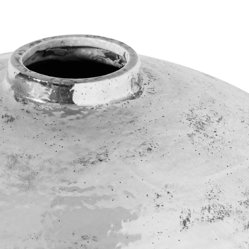 Hammered Silver Astral Vase - Decorative Ceramic Vases UK Luxury Home Decor Garden & Outdoor And Gifts