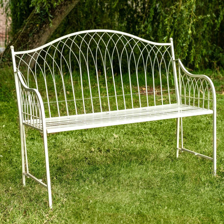 Hampton Garden Bench - Cream - Gothic Style - Pre - Assembled, Foldable for Easy Storage Quality Home Decor Garden & Outdoor Living and Gifts