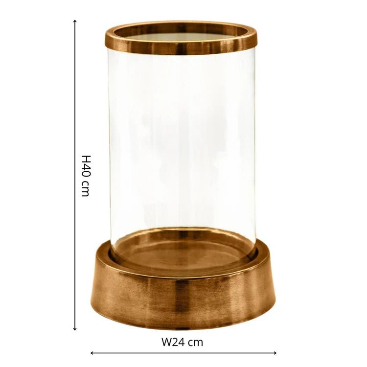 Hampton Hurricane Lantern in Antique Brass H40cm W24cm Luxury Home Decor Garden & Outdoor And Gifts