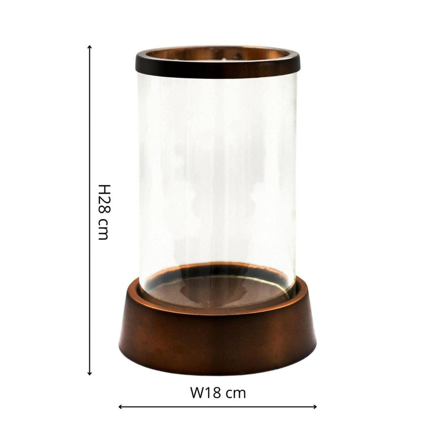 Hampton Hurricane Lantern in Copper H28cm W18cm Luxury Home Decor Garden & Outdoor And Gifts