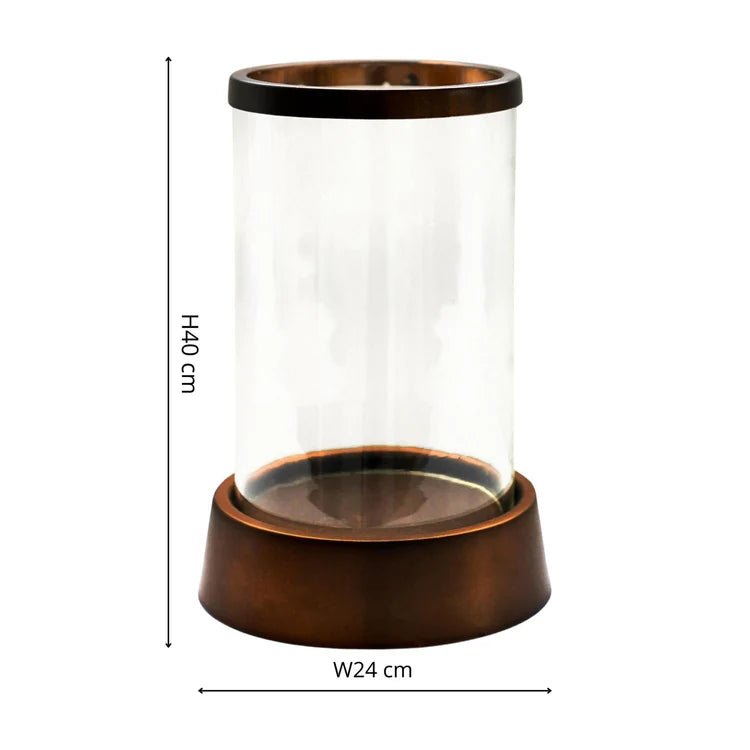 Hampton Hurricane Lantern in Copper H40cm W24cm Luxury Home Decor Garden & Outdoor And Gifts