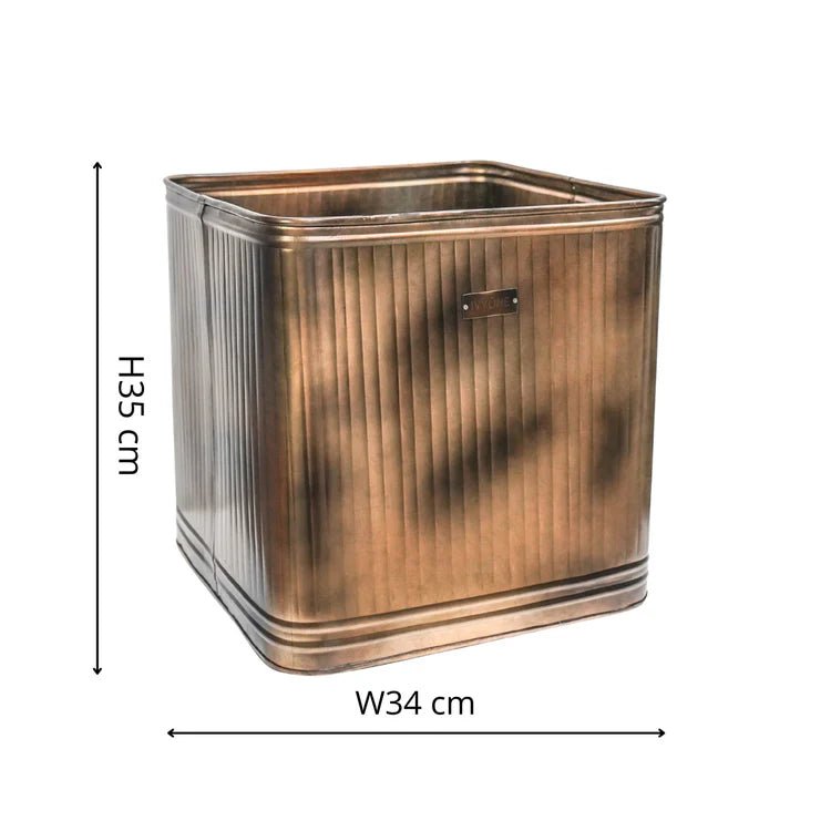 Hampton Small Outdoor Planter Square Copper Metal - UV Stable Rust Resistant Frost Resistant Quality Home Decor Garden & Outdoor Living and Gifts