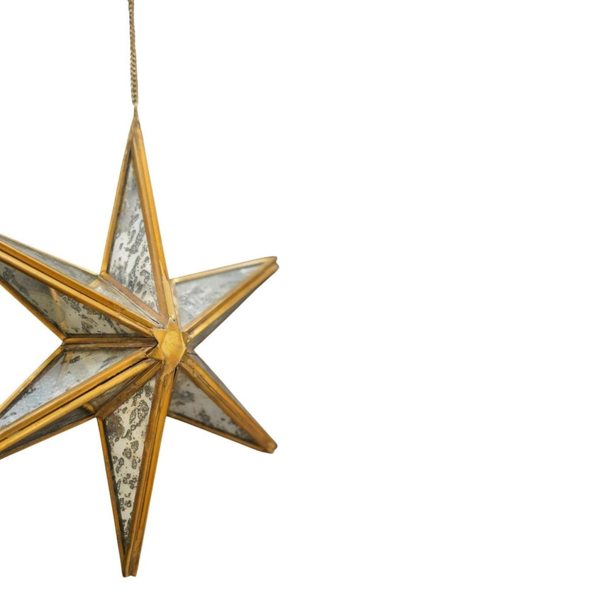 Hanging Antique Brass Mercury Glass Star H25Cm W25Cm D4.5Cm Luxury Home Decor Garden & Outdoor And Gifts