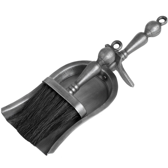 Fireplace Hearth Tidy In Antique Pewter Finish - Hand Brush and Shovel Luxury Home Decor Garden & Outdoor And Gifts