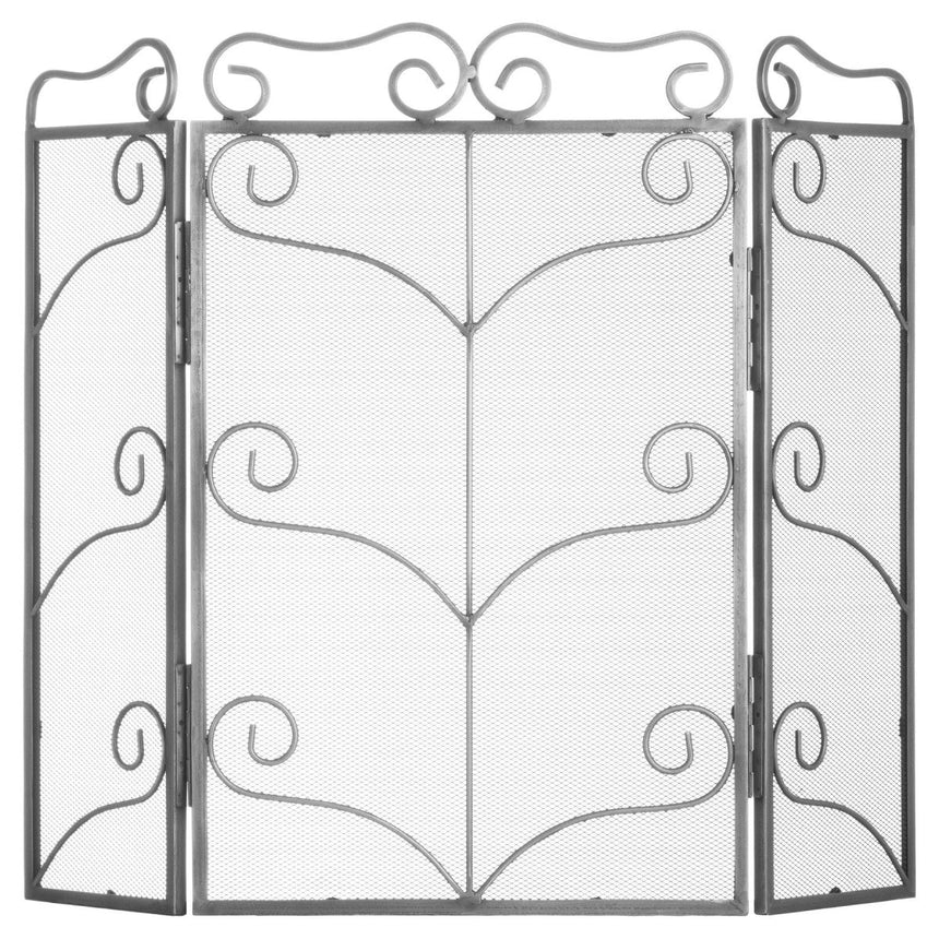 Large Heavy Duty Antique Silver Firescreen & Wood Stove Fire Guard Luxury Home Decor Garden & Outdoor And Gifts