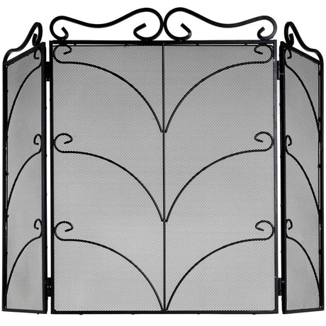 Large Black Heavy Duty 3 Fold Ornate Firescreen & Wood Stove Fire Guard Luxury Home Decor Garden & Outdoor And Gifts