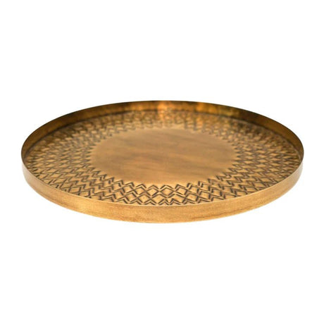 Indoor Gold - Tone Embossed Plant Tray Luxury Home Decor Garden & Outdoor And Gifts