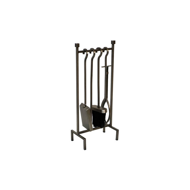 Iron Hanging Rack Fireside Companion Set Pewter H51Cm W22cm Luxury Home Decor Garden & Outdoor And Gifts