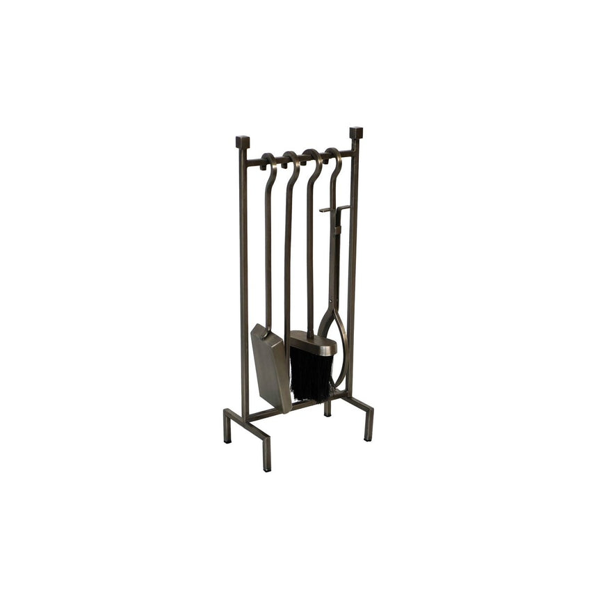 Iron Hanging Rack Fireside Companion Set Pewter H51Cm W22cm Luxury Home Decor Garden & Outdoor And Gifts