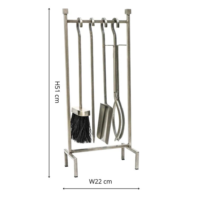 Iron Hanging Rack Fireside Companion Set Pewter H51Cm W22cm Luxury Home Decor Garden & Outdoor And Gifts
