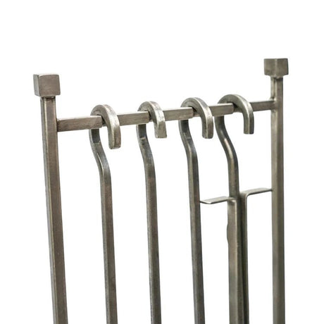 Iron Hanging Rack Fireside Companion Set Pewter H51Cm W22cm Luxury Home Decor Garden & Outdoor And Gifts