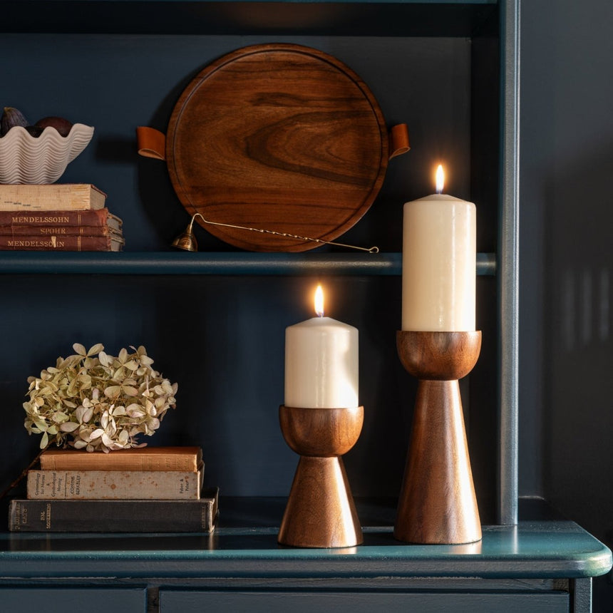 Ivyline - Harvey Walnut Wooden Candle Holders Set of 2 Luxury Home Decor Garden & Outdoor And Gifts