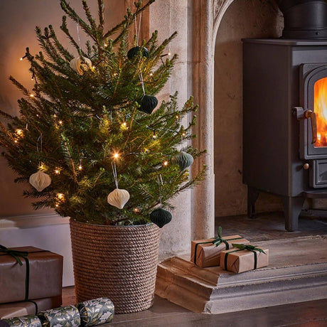 Jute/Galvanized Steel Christmas Tree Bucket H27cm W27cm Luxury Home Decor Garden & Outdoor And Gifts