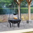 Kendal Large Garden Fire Pit on Stand Black Metal - Frost Resistant UV Stable Quality Home Decor Garden & Outdoor Living and Gifts