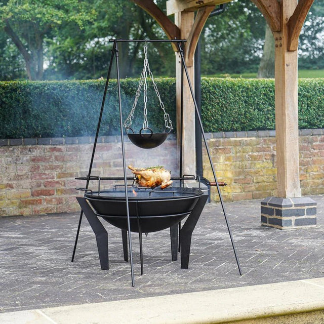 Kendal Large Garden Fire Pit on Stand Black Metal - Frost Resistant UV Stable Quality Home Decor Garden & Outdoor Living and Gifts