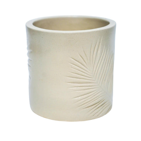 Kew Gardens Stoneware Palm Leaves Indoor Planter - Ivory White & Handmade Luxury Home Decor Garden & Outdoor And Gifts